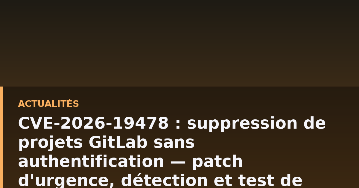 Console d'administration d'une instance GitLab auto-hébergée affichant une alerte de mise à jour critique