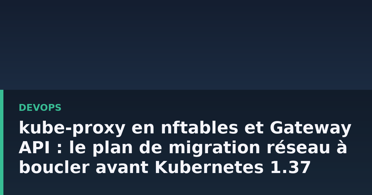 Schéma d'un cluster Kubernetes montrant le passage des règles ipvs vers nftables et d'un objet Ingress vers une Gateway API